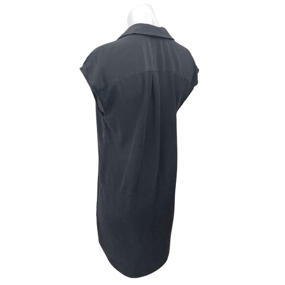 Equipment 100% Silk Black Short Sleeve Collar Mini Polo Shirt Shift Dress Size S - Picture 2 of 4